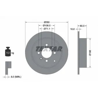 Jeu de 2 disques de frein arrière TEXTAR 92080703