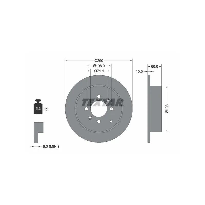 Jeu de 2 disques de frein arrière TEXTAR 92080703