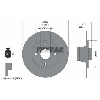 Jeu de 2 disques de frein arrière TEXTAR 92081200