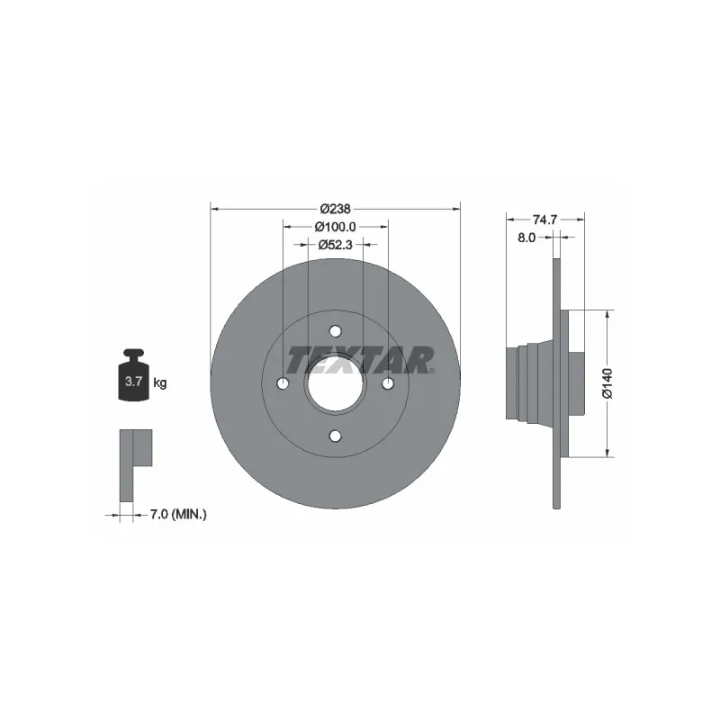 Jeu de 2 disques de frein arrière TEXTAR 92081200