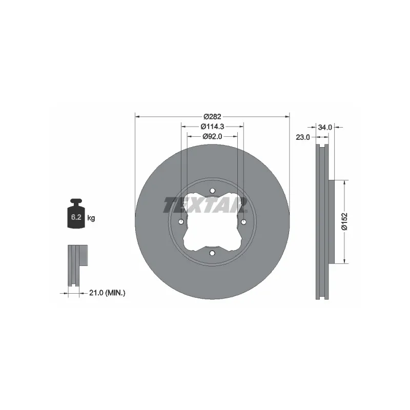Jeu de 2 disques de frein avant TEXTAR 92081600