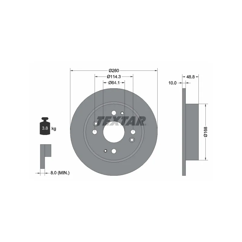 Jeu de 2 disques de frein arrière TEXTAR 92081700