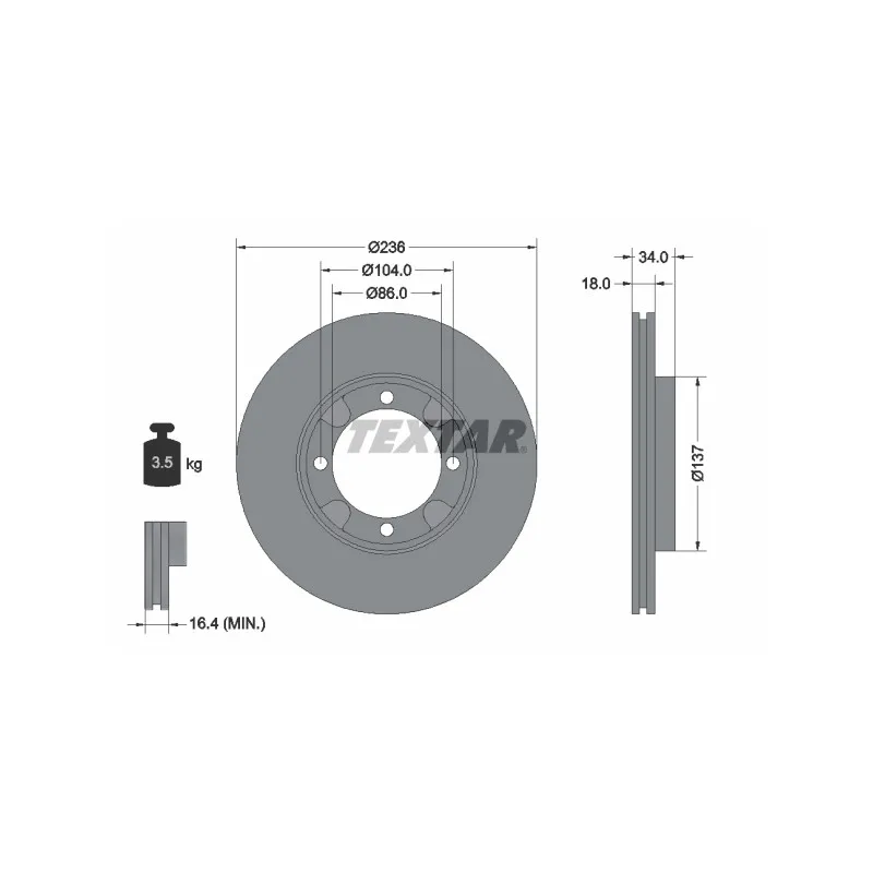 Jeu de 2 disques de frein avant TEXTAR 92082100