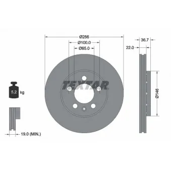Jeu de 2 disques de frein avant TEXTAR 92082205