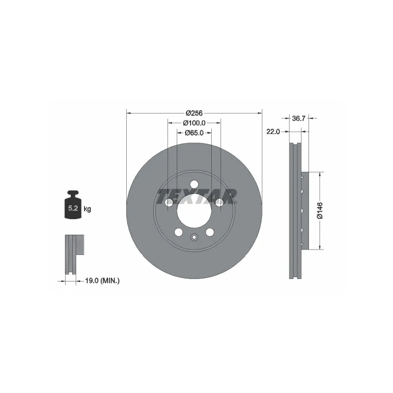 Jeu de 2 disques de frein avant TEXTAR 92082205