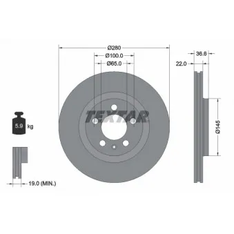 Jeu de 2 disques de frein avant TEXTAR 92082305