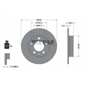 Jeu de 2 disques de frein arrière TEXTAR 92082503