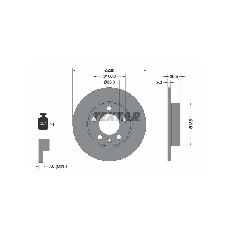 Jeu de 2 disques de frein arrière TEXTAR 92082503