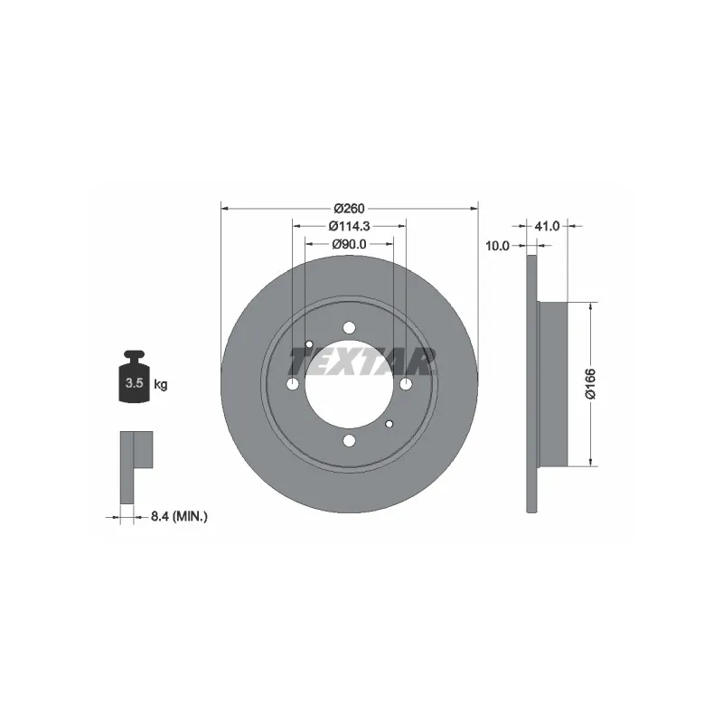 Jeu de 2 disques de frein arrière TEXTAR 92083003
