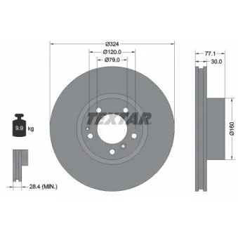 Jeu de 2 disques de frein avant TEXTAR 92083400