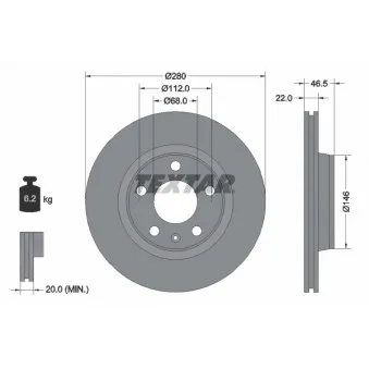 Jeu de 2 disques de frein avant TEXTAR 92083505