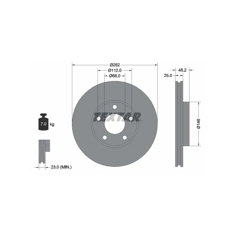 Jeu de 2 disques de frein avant TEXTAR 92083603