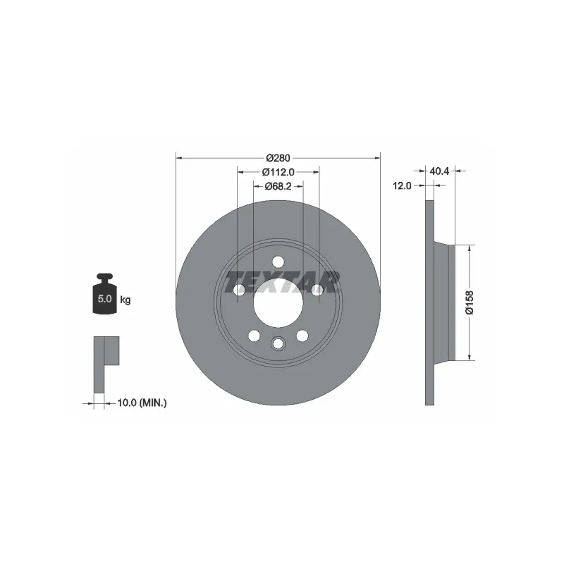 Jeu de 2 disques de frein arrière TEXTAR 92083903