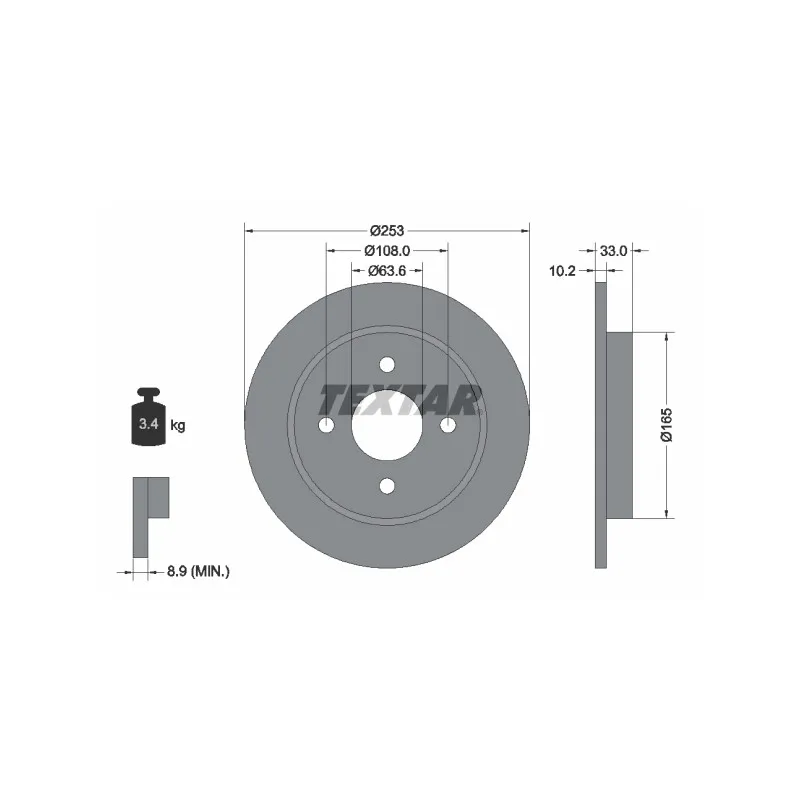 Jeu de 2 disques de frein arrière TEXTAR 92088403