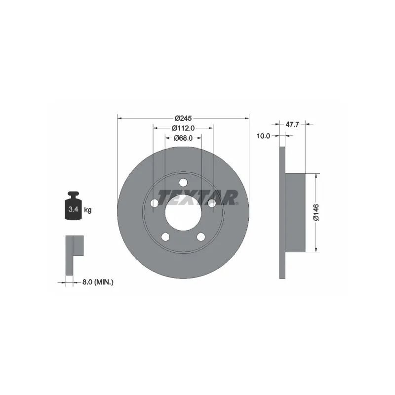Jeu de 2 disques de frein arrière TEXTAR 92088503
