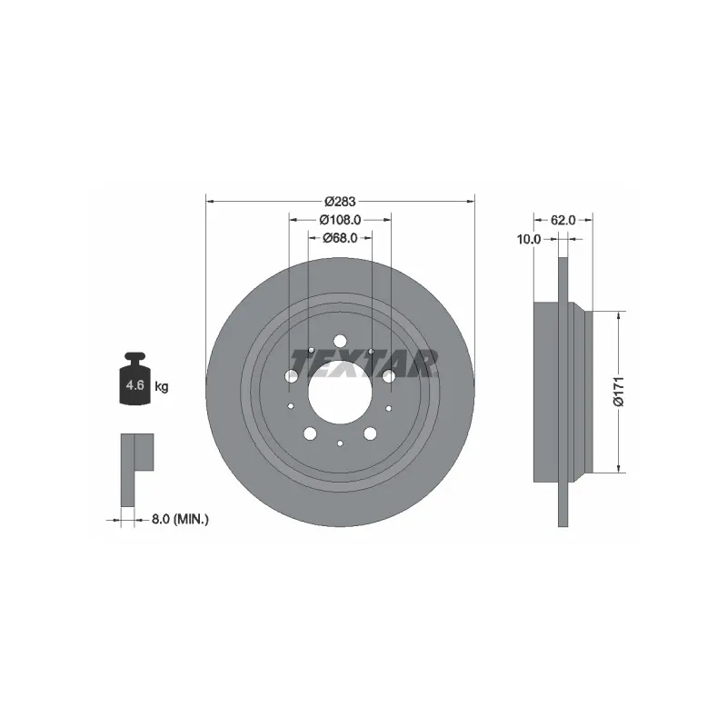 Jeu de 2 disques de frein arrière TEXTAR 92088600