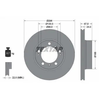Jeu de 2 disques de frein avant TEXTAR 92088803