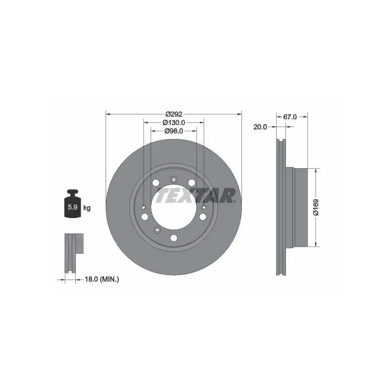 Jeu de 2 disques de frein arrière TEXTAR 92088903