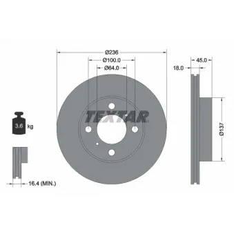 Jeu de 2 disques de frein avant TEXTAR 92089400