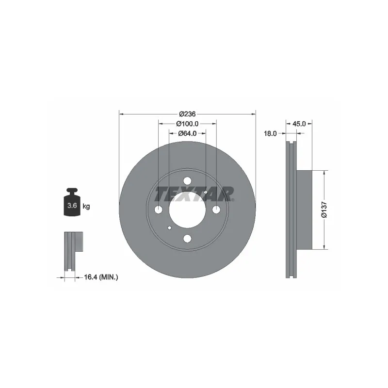 Jeu de 2 disques de frein avant TEXTAR 92089400
