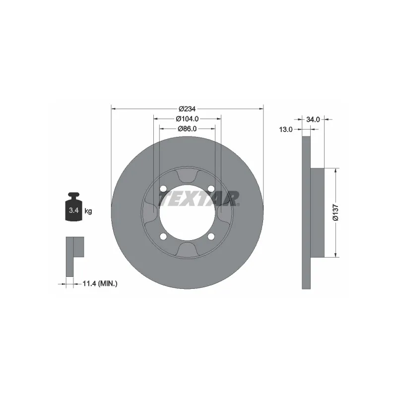 Jeu de 2 disques de frein avant TEXTAR 92089500