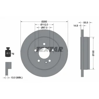 Jeu de 2 disques de frein arrière TEXTAR 92090003