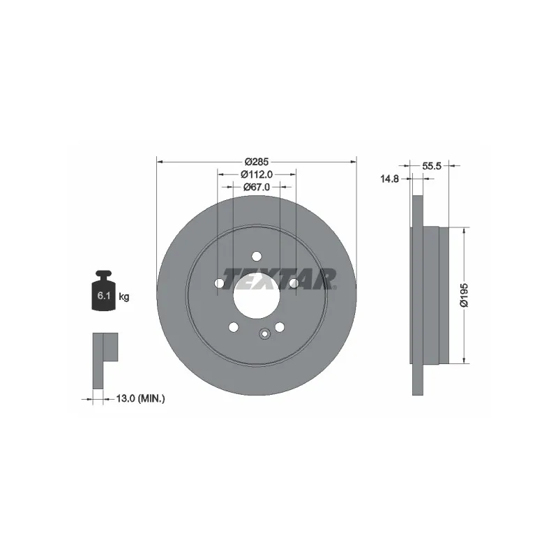 Jeu de 2 disques de frein arrière TEXTAR 92090003