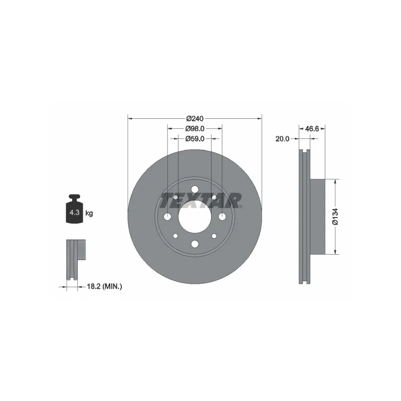 Jeu de 2 disques de frein avant TEXTAR 92090300
