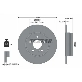 Jeu de 2 disques de frein arrière TEXTAR 92091103