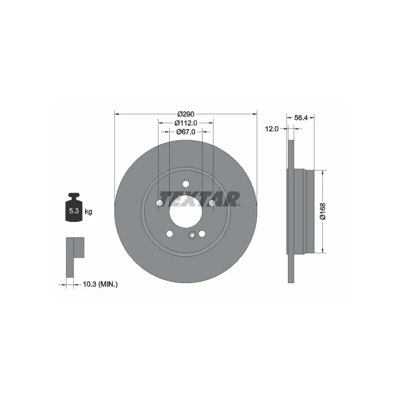 Jeu de 2 disques de frein arrière TEXTAR 92091103