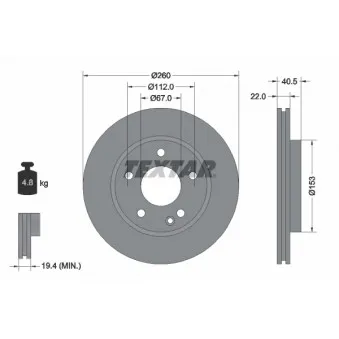 Jeu de 2 disques de frein avant TEXTAR 92091303