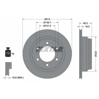 Jeu de 2 disques de frein arrière TEXTAR 92091600