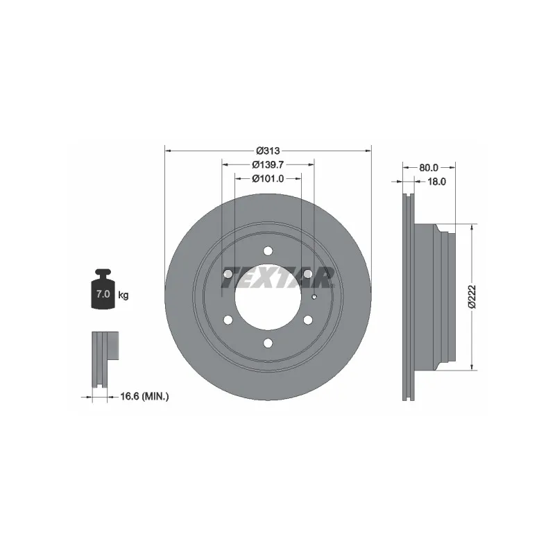 Jeu de 2 disques de frein arrière TEXTAR 92091600