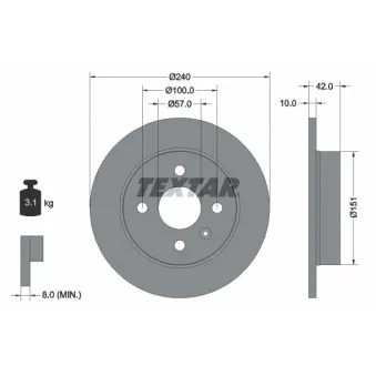 Jeu de 2 disques de frein arrière TEXTAR 92092003