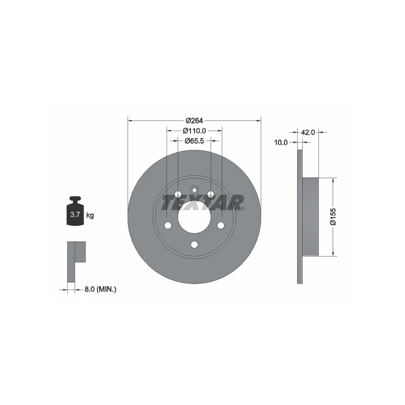 Jeu de 2 disques de frein arrière TEXTAR 92092103