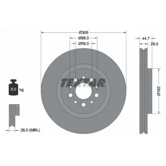Jeu de 2 disques de frein avant TEXTAR 92092700