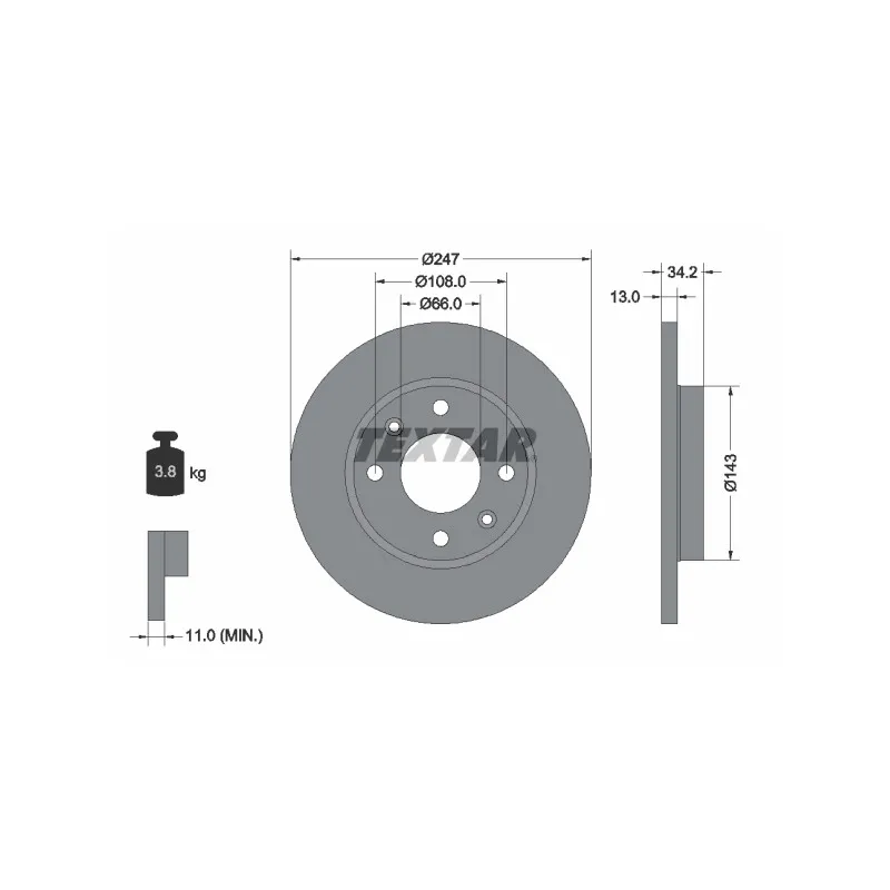 Jeu de 2 disques de frein avant TEXTAR 92092803