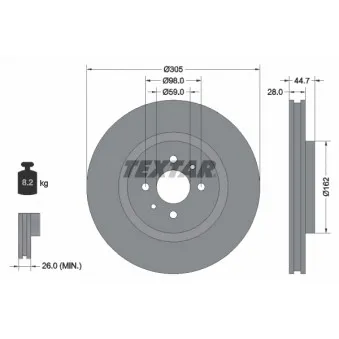 Jeu de 2 disques de frein avant TEXTAR 92092900