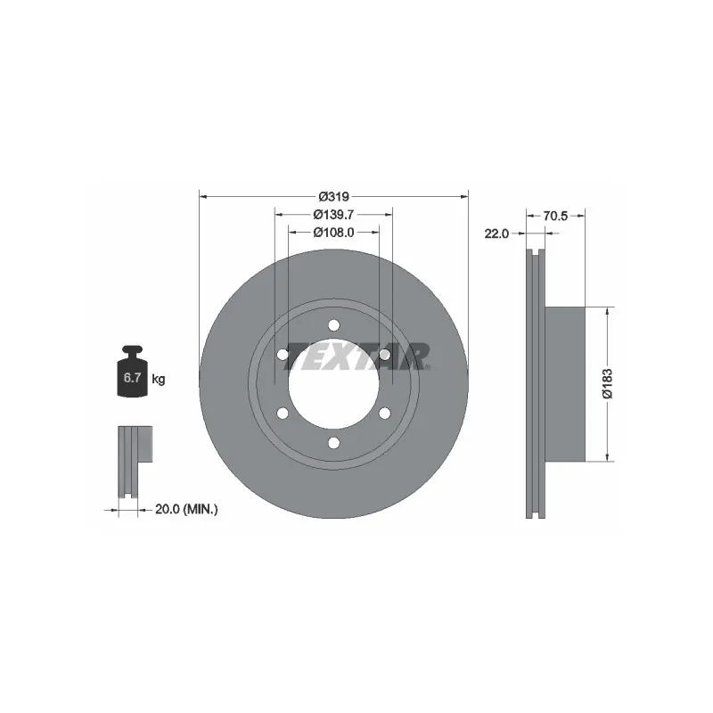 Jeu de 2 disques de frein avant TEXTAR 92093300