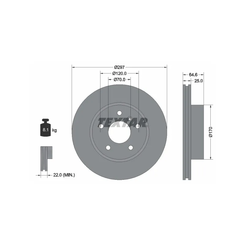 Jeu de 2 disques de frein avant TEXTAR 92093600