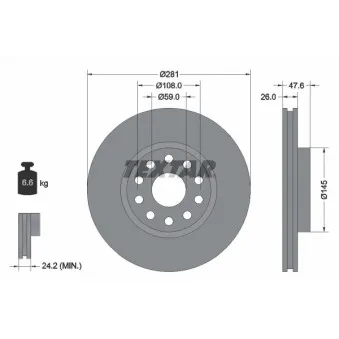 Jeu de 2 disques de frein avant TEXTAR 92093900