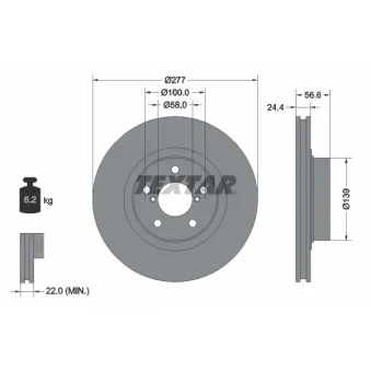 Jeu de 2 disques de frein avant TEXTAR 92094603
