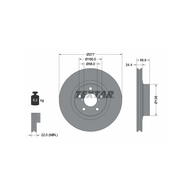 Jeu de 2 disques de frein avant TEXTAR 92094603