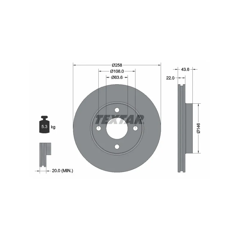 Jeu de 2 disques de frein avant TEXTAR 92096203