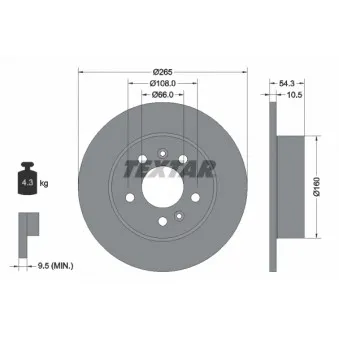 Jeu de 2 disques de frein arrière TEXTAR 92096300