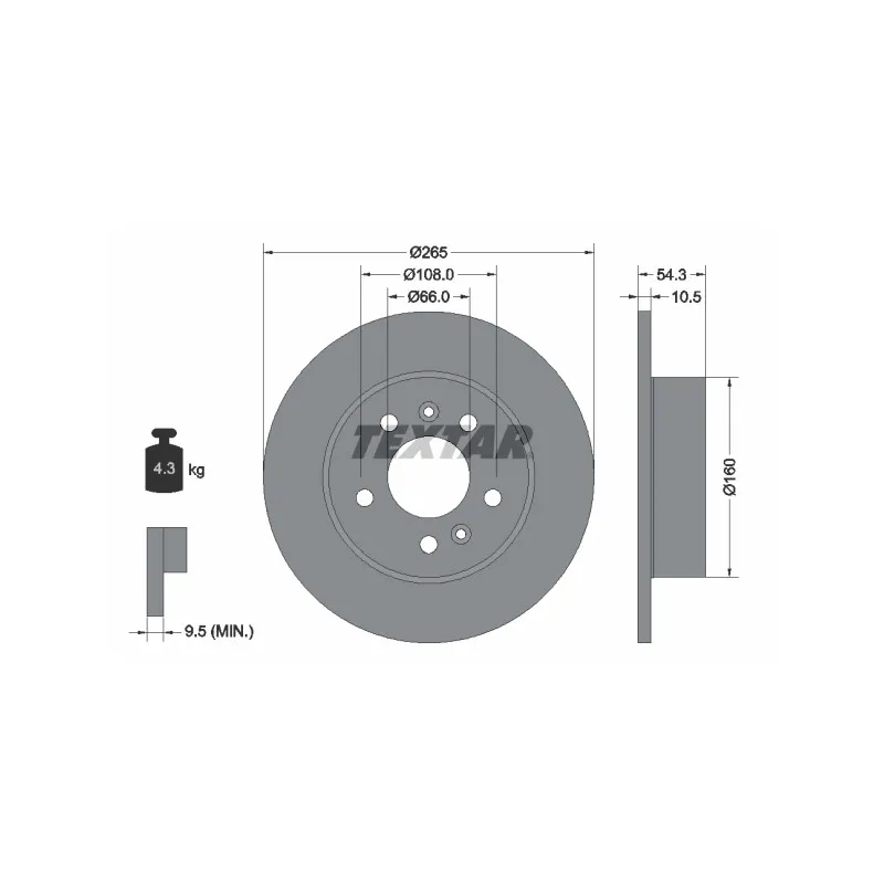Jeu de 2 disques de frein arrière TEXTAR 92096300
