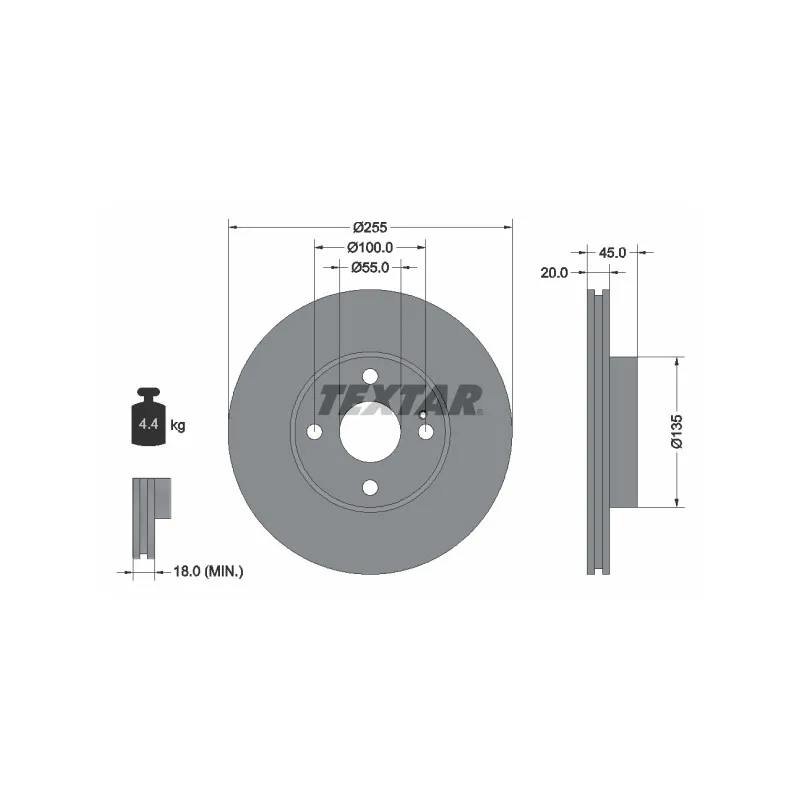 Jeu de 2 disques de frein avant TEXTAR 92096800