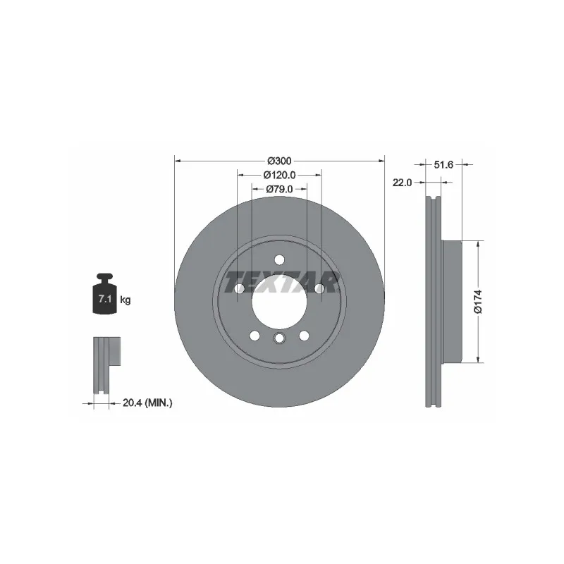 Jeu de 2 disques de frein avant TEXTAR 92097205
