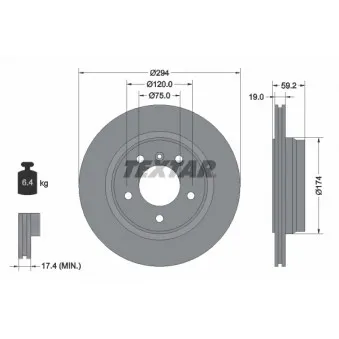Jeu de 2 disques de frein arrière TEXTAR 92097305