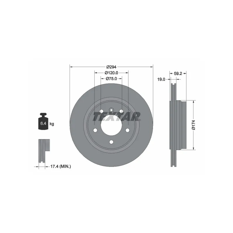 Jeu de 2 disques de frein arrière TEXTAR 92097305